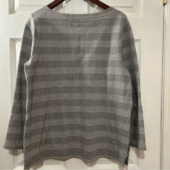 Talbots Top Shirt Houndstooth Black Cream Women's Size Large - Picture 2 of 7